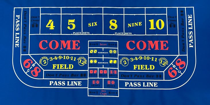12ft x 62in Craps Layout Backed, Blue (Billiard Cloth) main image